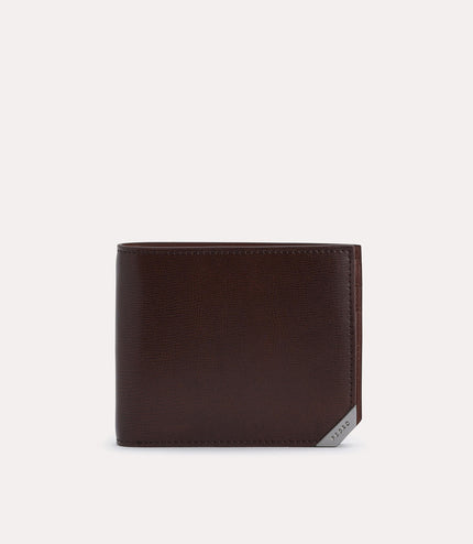 Textured Leather Bi-Fold Wallet with Flip