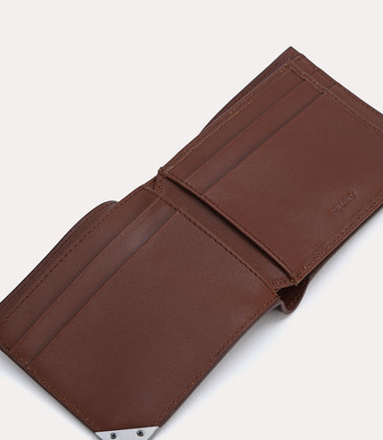 Textured Leather Bi-Fold Wallet with Flip
