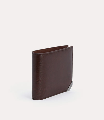 Textured Leather Bi-Fold Wallet with Flip