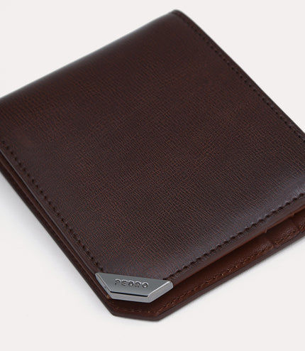 Textured Leather Bi-Fold Wallet with Flip