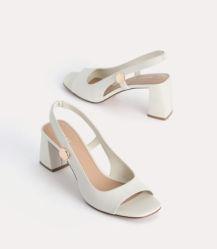 Leather Slingback Heeled Sandals