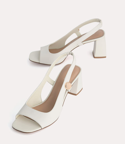 Leather Slingback Heeled Sandals