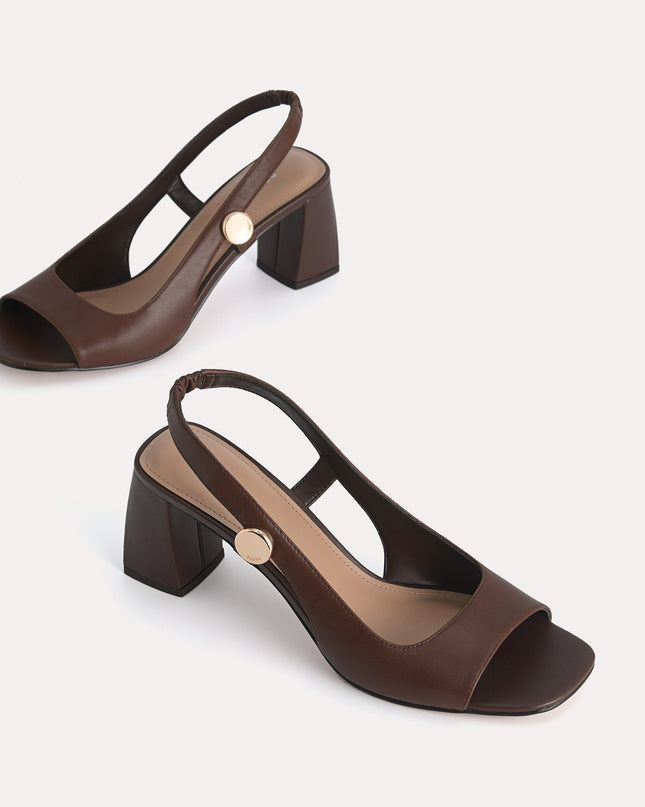 Leather Slingback Heeled Sandals