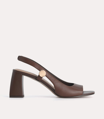 Leather Slingback Heeled Sandals