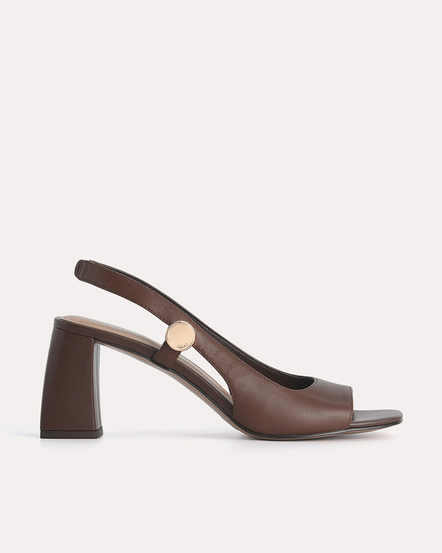 Leather Slingback Heeled Sandals