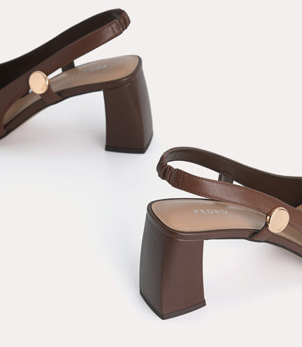 Leather Slingback Heeled Sandals