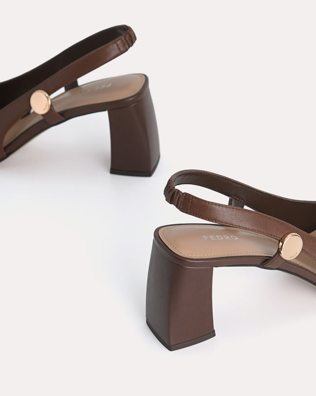 Leather Slingback Heeled Sandals