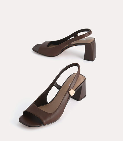 Leather Slingback Heeled Sandals
