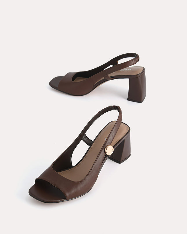 Leather Slingback Heeled Sandals