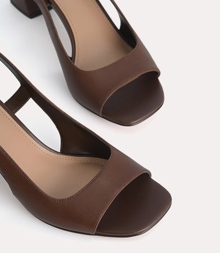 Leather Slingback Heeled Sandals