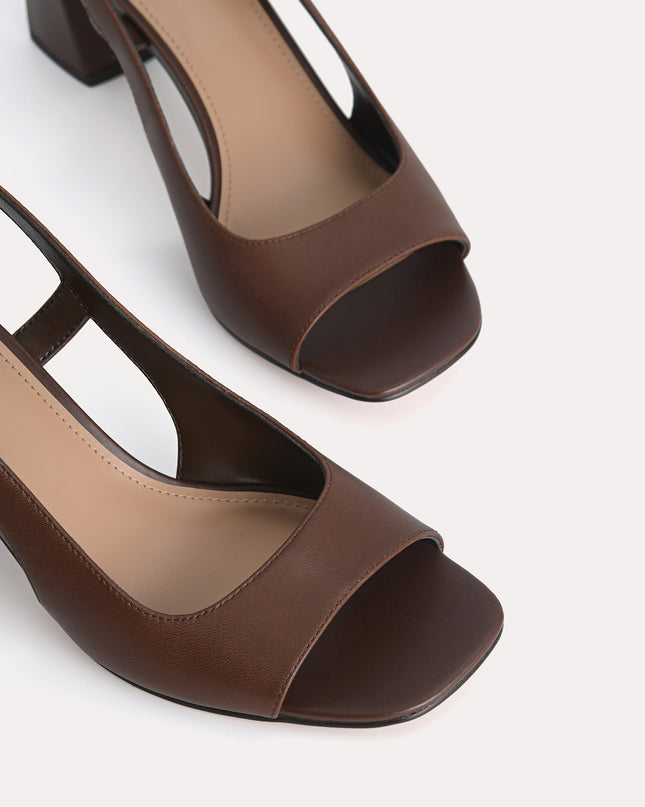 Leather Slingback Heeled Sandals