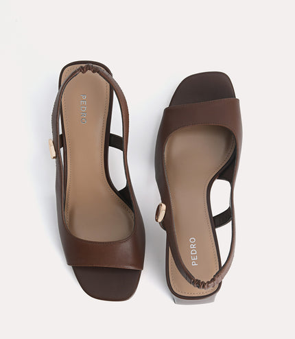 Leather Slingback Heeled Sandals