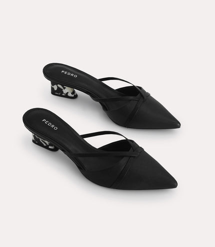 Leather Pointed Heeled Mules