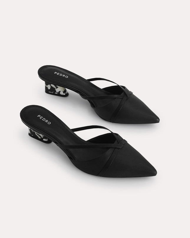 Leather Pointed Heeled Mules