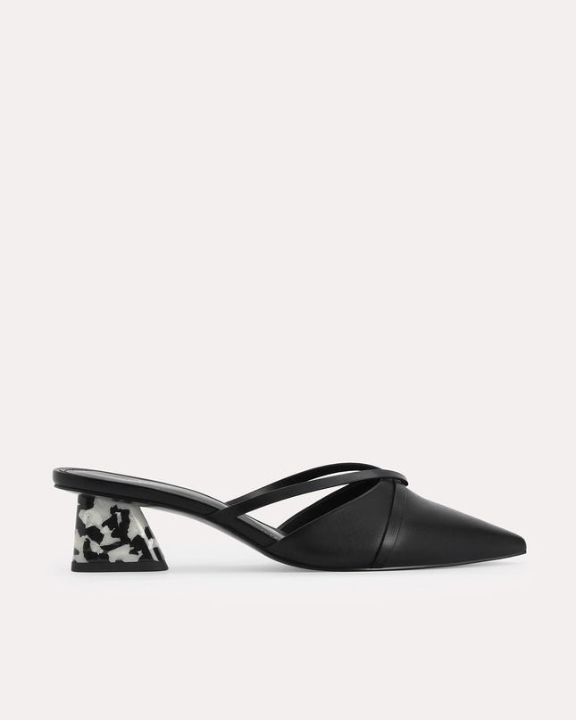 Leather Pointed Heeled Mules