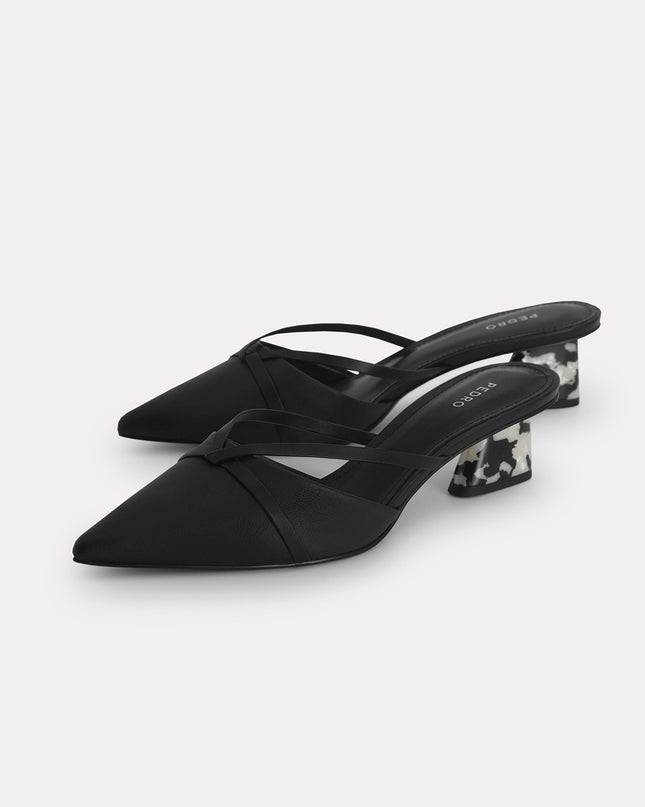 Leather Pointed Heeled Mules