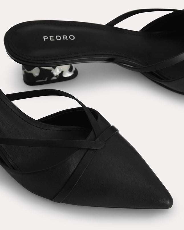 Leather Pointed Heeled Mules