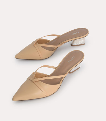 Leather Pointed Heeled Mules