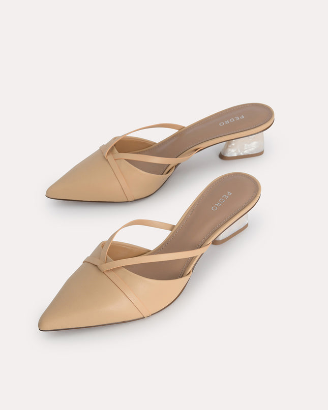 Leather Pointed Heeled Mules