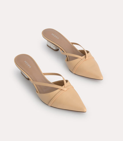 Leather Pointed Heeled Mules
