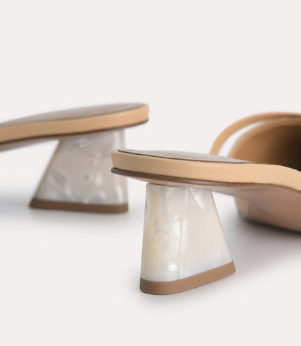 Leather Pointed Heeled Mules