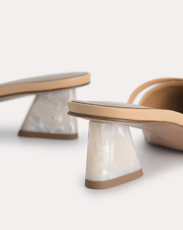 Leather Pointed Heeled Mules