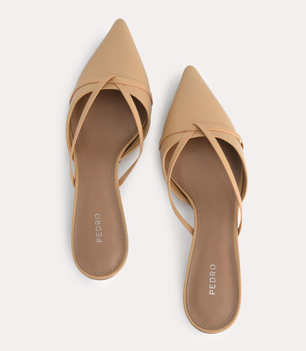 Leather Pointed Heeled Mules