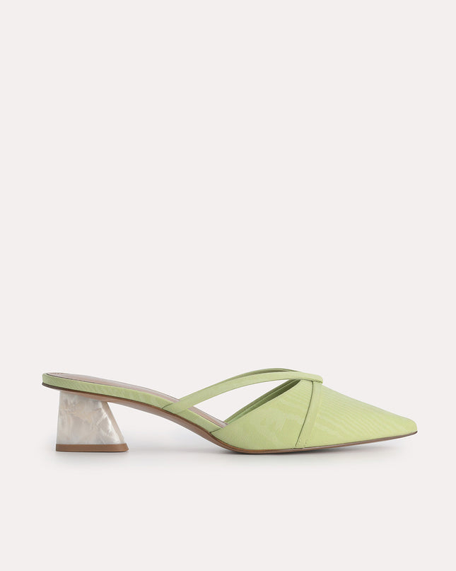 Leather Pointed Heeled Mules