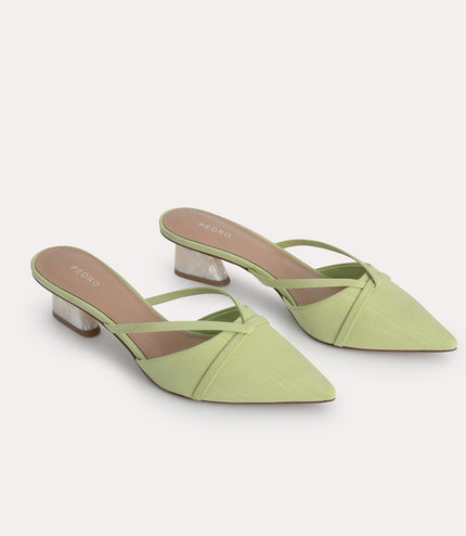 Leather Pointed Heeled Mules