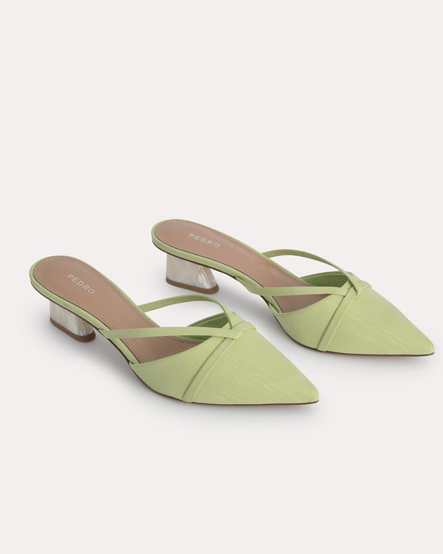 Leather Pointed Heeled Mules