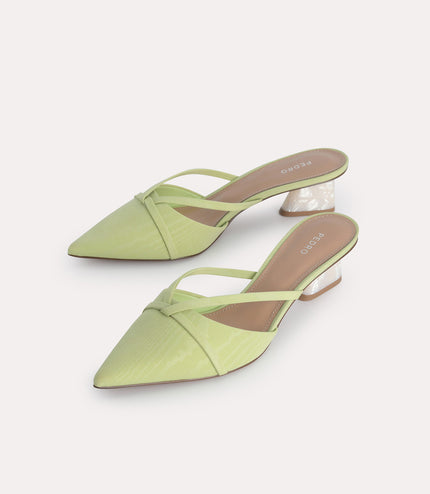 Leather Pointed Heeled Mules
