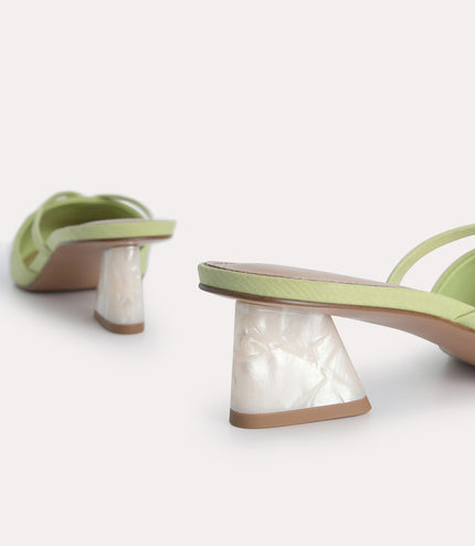 Leather Pointed Heeled Mules