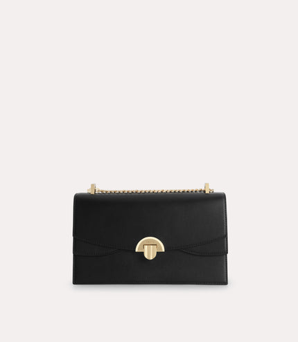Shoulder Bag with Curved Flap