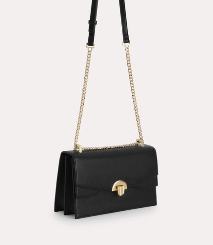 Shoulder Bag with Curved Flap
