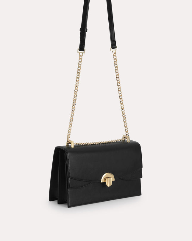 Shoulder Bag with Curved Flap