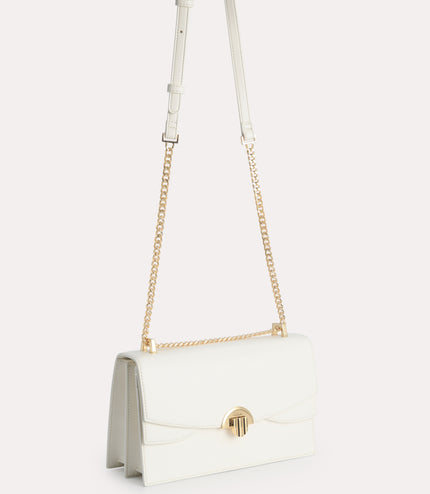 Shoulder Bag with Curved Flap