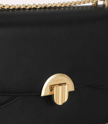 Shoulder Bag with Curved Flap