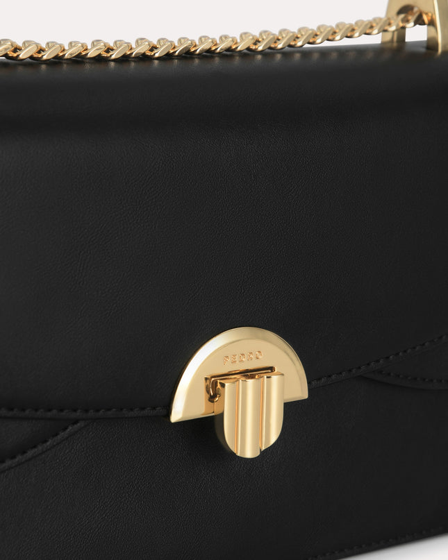 Shoulder Bag with Curved Flap