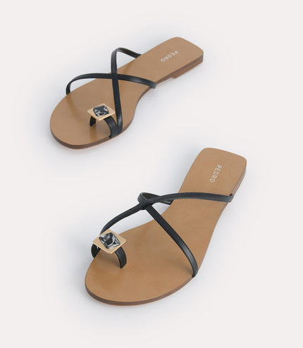 Marbled Toe Loop Sandals