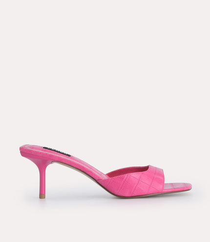 Croc-Effect Heeled Sandals