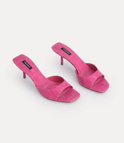 Croc-Effect Heeled Sandals