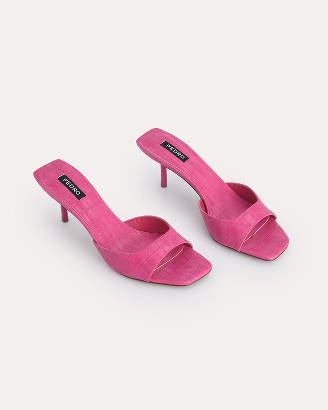 Croc-Effect Heeled Sandals