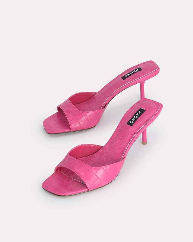 Croc-Effect Heeled Sandals