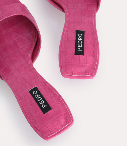 Croc-Effect Heeled Sandals
