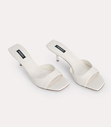 Croc-Effect Heeled Sandals