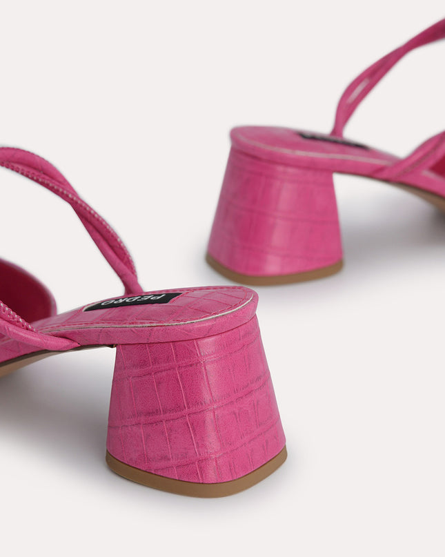 Croc-Effect Heeled Mules