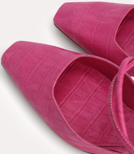Croc-Effect Heeled Mules