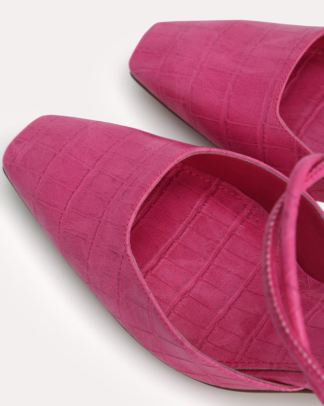 Croc-Effect Heeled Mules