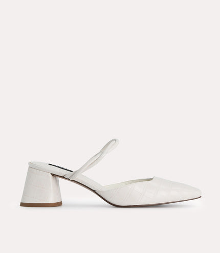 Croc-Effect Heeled Mules