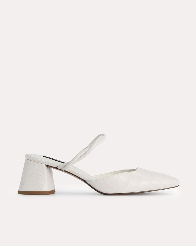 Croc-Effect Heeled Mules
